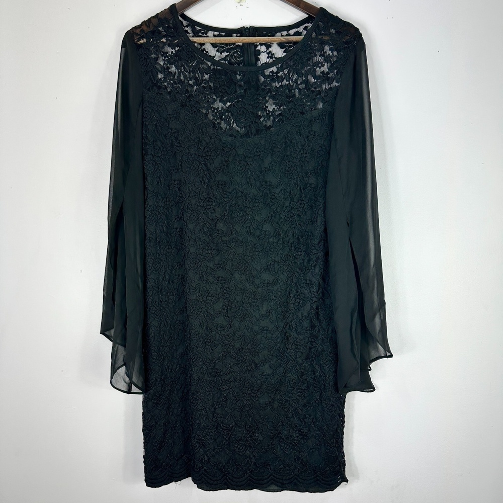 Connected‎ Apparel Black Lace Dress Women 12 Lace Cocktail Fairy Goth Formal